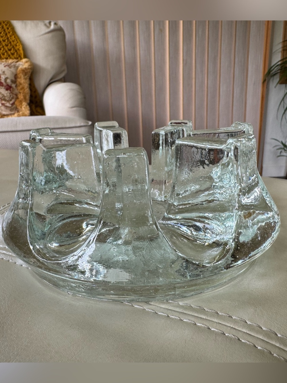 Chantal Vintage Clear Glass Candle Holder Trivet Centerpiece
